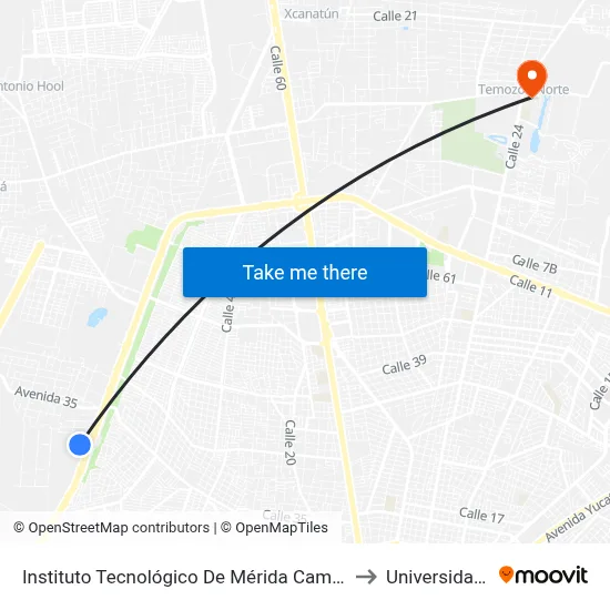 Instituto Tecnológico De Mérida Campus Poniente (Anillo Periférico) to Universidad Chapingo map