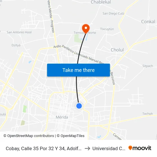 Cobay, Calle 35 Por 32 Y 34, Adolfo López Mateos to Universidad Chapingo map