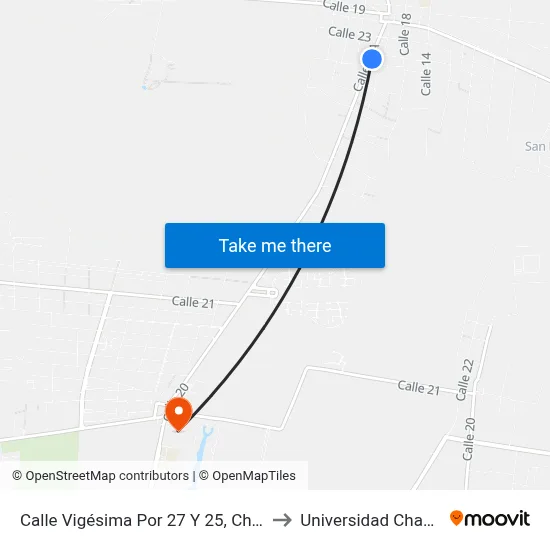 Calle Vigésima Por 27 Y 25, Chablekal to Universidad Chapingo map