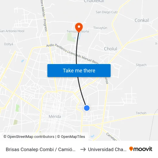 Brisas Conalep Combi / Camión Brisas 2 to Universidad Chapingo map