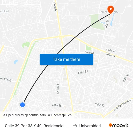 Calle 39 Por 38 Y 40, Residencial Del Norte (Chenku) to Universidad Chapingo map