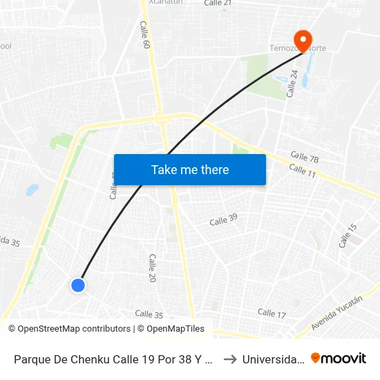 Parque De Chenku Calle 19 Por 38 Y 36 Residencial Del Norte (Chenku) to Universidad Chapingo map