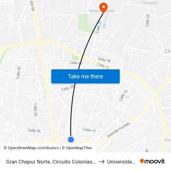 Gran Chapur Norte, Circuito Colonias Por 26 Y 20, Colonia México to Universidad Chapingo map