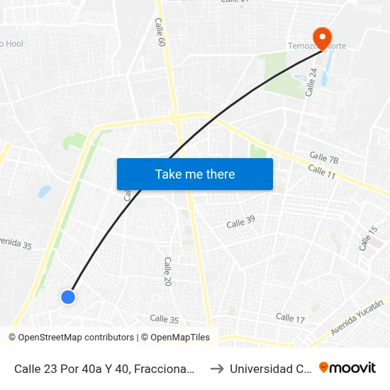 Calle 23 Por 40a Y 40, Fraccionamiento Lindavista to Universidad Chapingo map