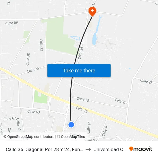Calle 36 Diagonal Por 28 Y 24, Fundura Montebello to Universidad Chapingo map