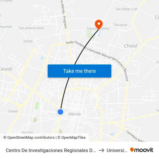Centro De Investigaciones Regionales Dr. Hideyo Noguchi, Avenida Itzáes Por 59 Y 59b, Centro to Universidad Chapingo map