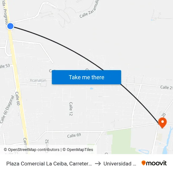 Plaza Comercial La Ceiba, Carretera Mérida-Progreso to Universidad Chapingo map