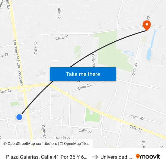Plaza Galerías, Calle 41 Por 36 Y 60, Colonia Revolución to Universidad Chapingo map
