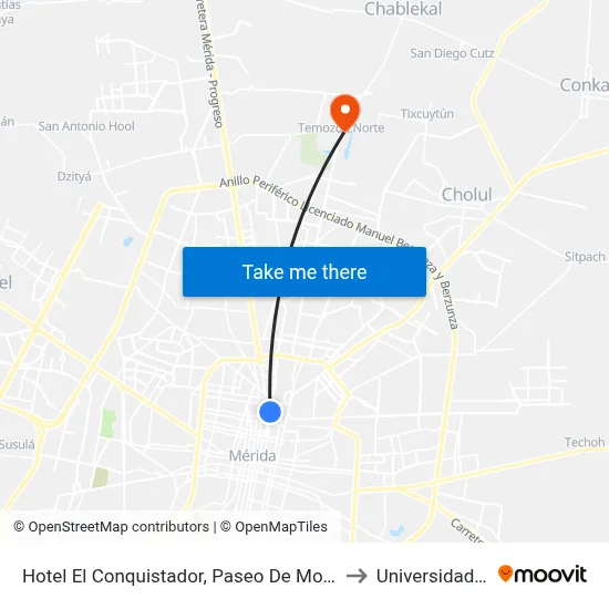 Hotel El Conquistador, Paseo De Montejo Por 37 Y 35,  Centro to Universidad Chapingo map