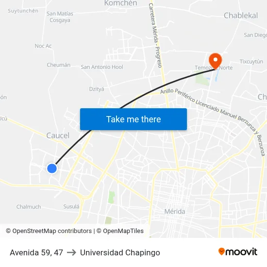 Avenida 59, 47 to Universidad Chapingo map