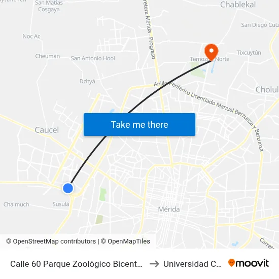 Calle 60 Parque Zoológico Bicentenario Animaya to Universidad Chapingo map