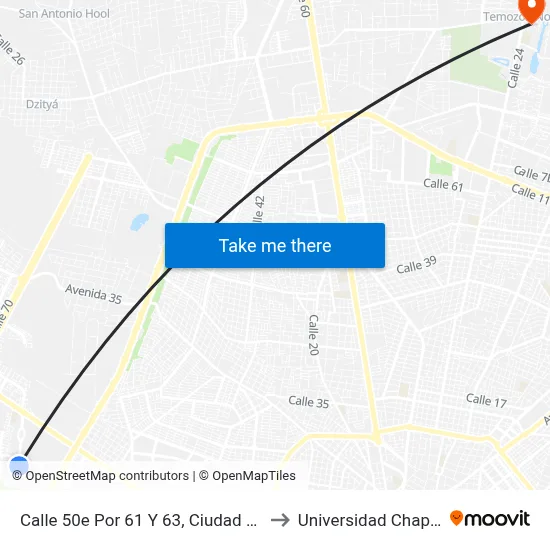 Calle 50e Por 61 Y 63, Ciudad Caucel to Universidad Chapingo map