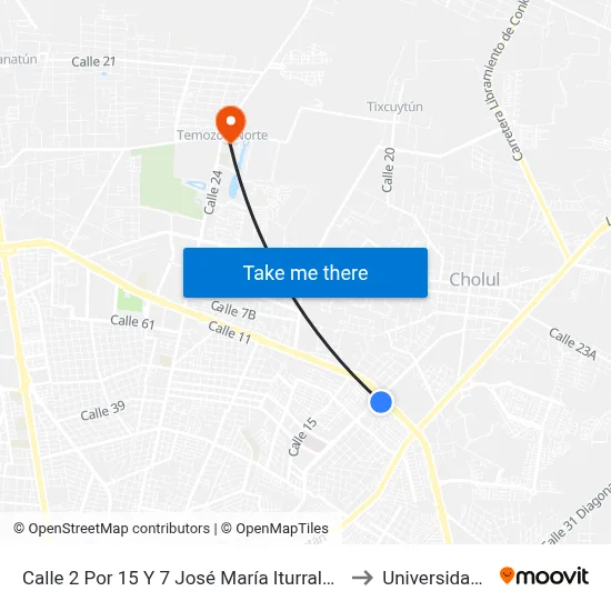 Calle 2 Por 15 Y 7 José María Iturralde 86 Itzimná Aguilas-Centro to Universidad Chapingo map