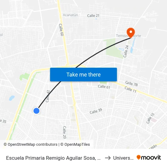 Escuela Primaria Remigio Aguilar Sosa, Calle 57 Por 46 Y 48, Fraccionamiento Francisco De Montejo to Universidad Chapingo map