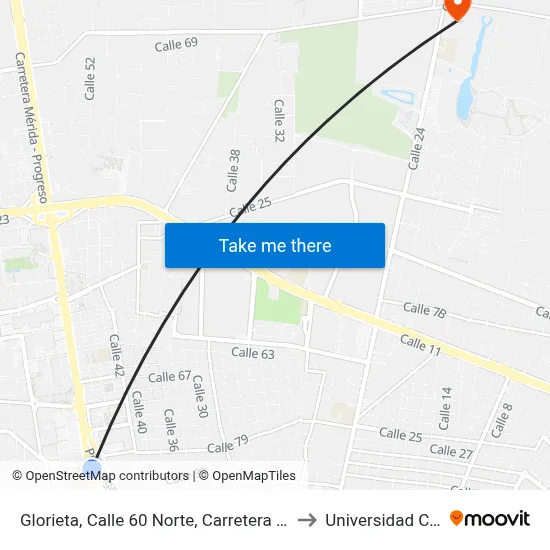 Glorieta, Calle 60 Norte, Carretera Mérida-Progreso to Universidad Chapingo map
