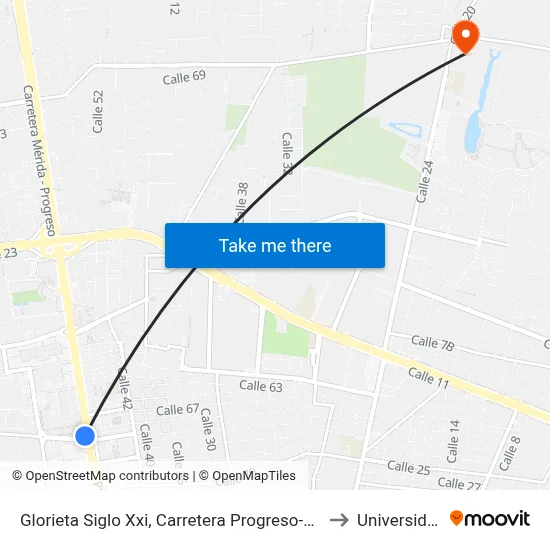 Glorieta Siglo Xxi, Carretera Progreso-Mérida, Calle 60 Por 5b, Montes De Amé to Universidad Chapingo map