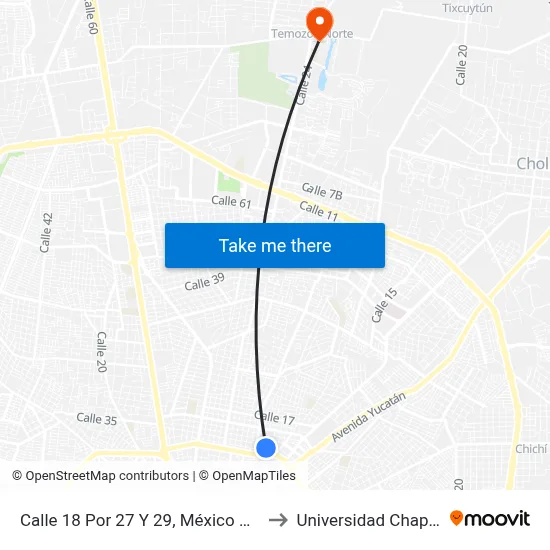 Calle 18 Por 27 Y 29, México Oriente to Universidad Chapingo map
