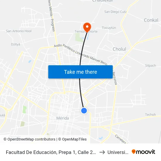 Facultad De Educación, Prepa 1, Calle 20 Por Circuito Colonias Y Calle 41, Colonia Industrial to Universidad Chapingo map