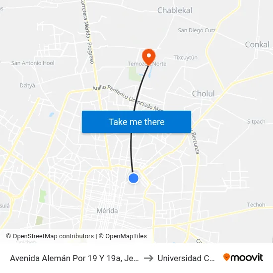 Avenida Alemán Por 19 Y 19a, Jesus Carranza to Universidad Chapingo map