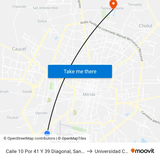 Calle 10 Por 41 Y 39 Diagonal, San Marcos Nocoh I to Universidad Chapingo map