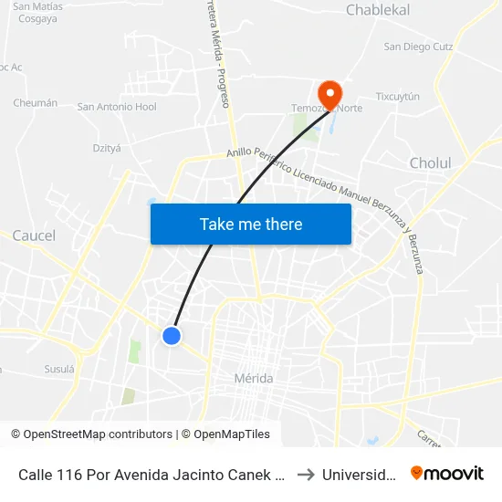 Calle 116 Por Avenida Jacinto Canek Y 57, Miguel Hidalgo (La Vaca Feliz) to Universidad Chapingo map