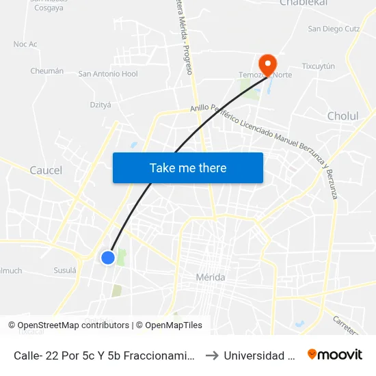 Calle- 22 Por 5c Y 5b Fraccionamiento, Juan Pablo II to Universidad Chapingo map