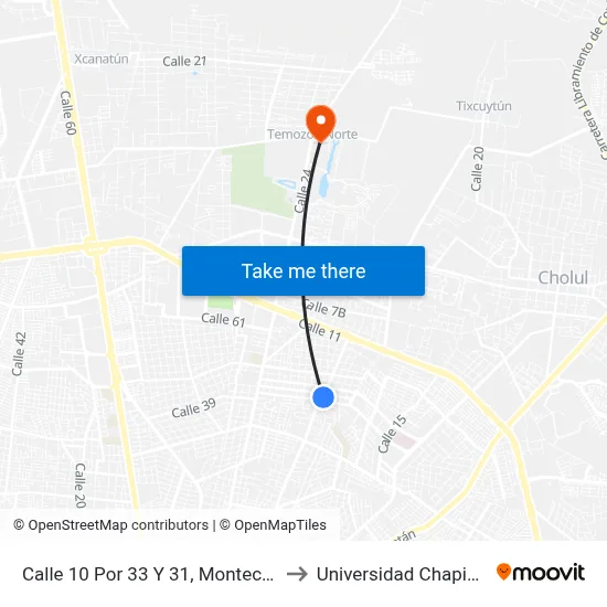 Calle 10 Por 33 Y 31, Montecarlo to Universidad Chapingo map