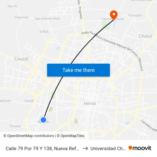 Calle 79 Por 79 Y 138, Nueva Reforma Agraria to Universidad Chapingo map