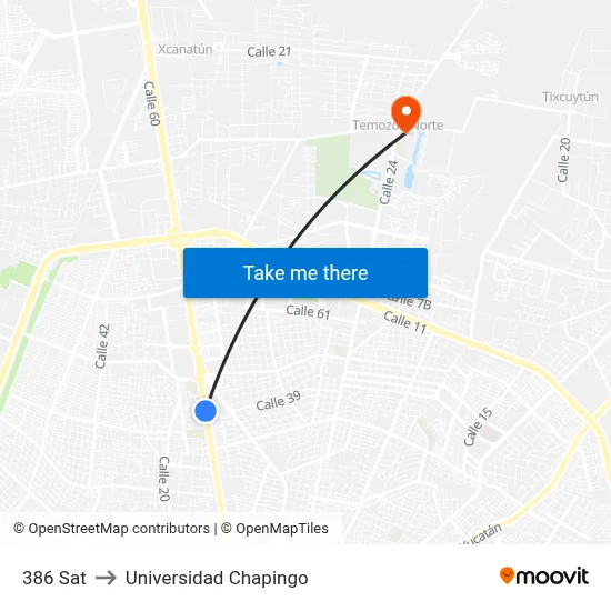 386 Sat to Universidad Chapingo map