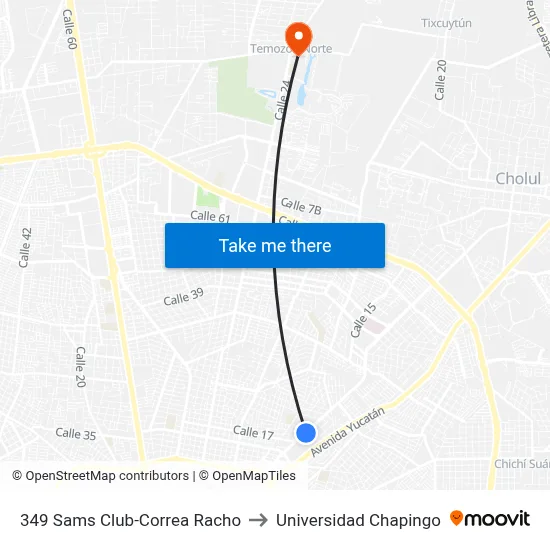 349 Sams Club-Correa Racho to Universidad Chapingo map