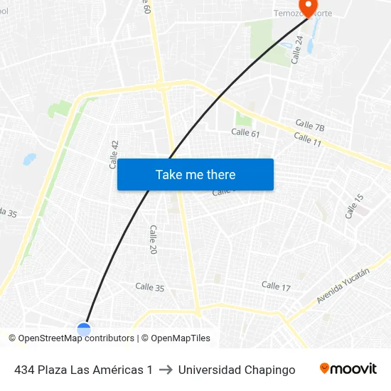 434 Plaza Las Américas 1 to Universidad Chapingo map