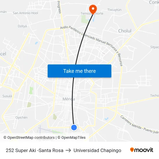 252 Super Aki -Santa Rosa to Universidad Chapingo map