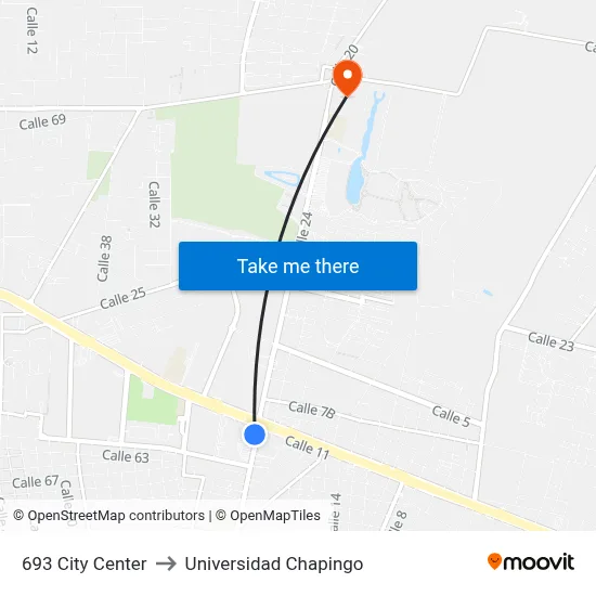 693 City Center to Universidad Chapingo map