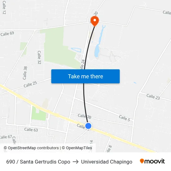 690 / Santa Gertrudis Copo to Universidad Chapingo map