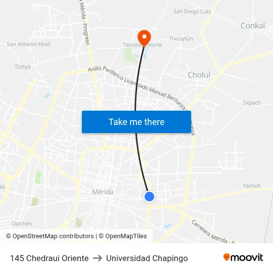 145 Chedraui Oriente to Universidad Chapingo map