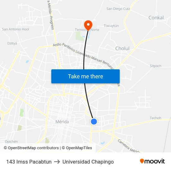 143 Imss Pacabtun to Universidad Chapingo map