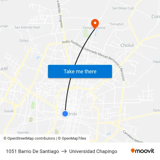 1051 Barrio De Santiago to Universidad Chapingo map