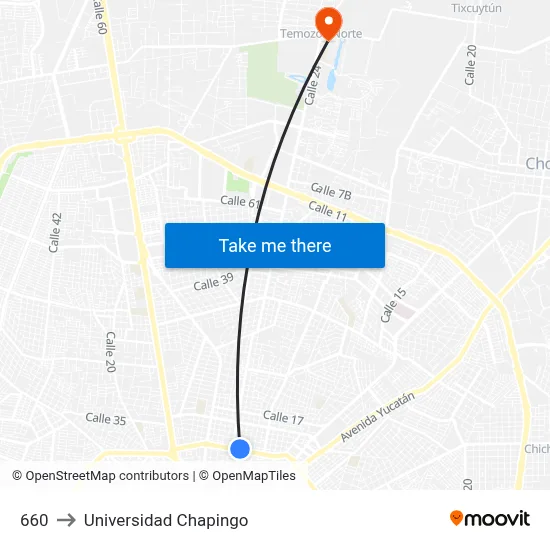 660 to Universidad Chapingo map