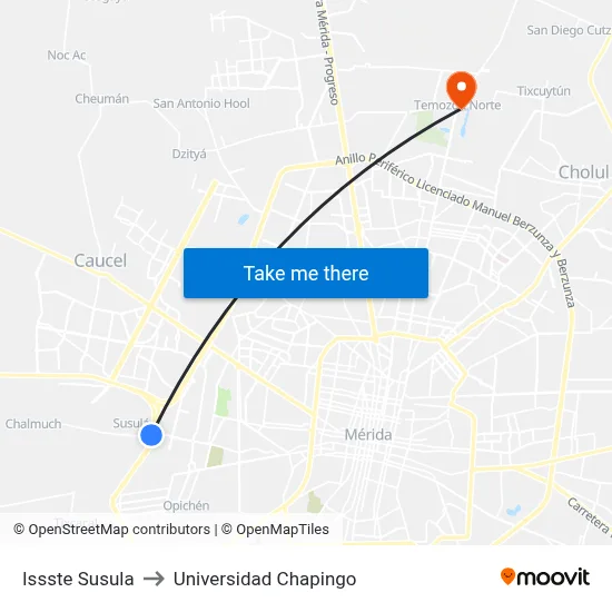 Issste Susula to Universidad Chapingo map