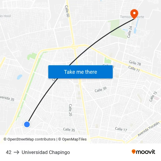 42 to Universidad Chapingo map