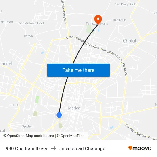 930 Chedraui Itzaes to Universidad Chapingo map