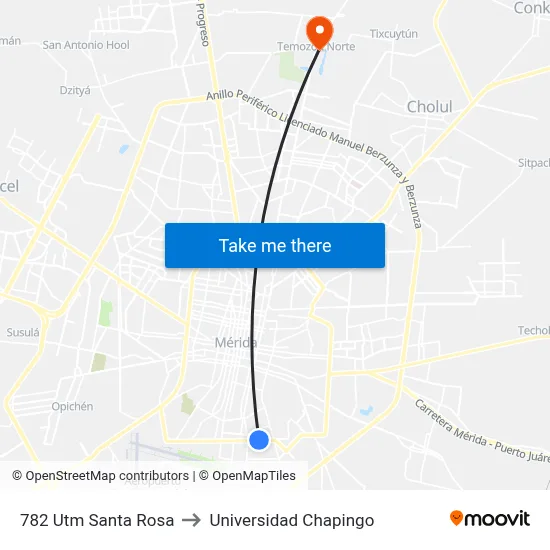 782 Utm Santa Rosa to Universidad Chapingo map