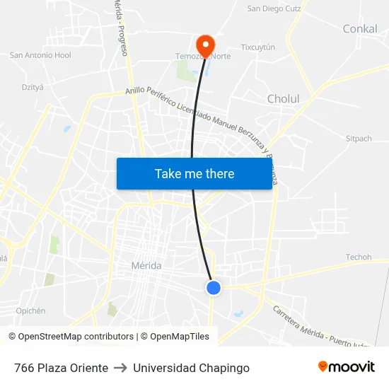 766 Plaza Oriente to Universidad Chapingo map