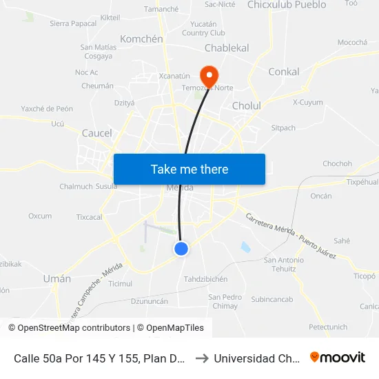 Calle 50a Por 145 Y 155, Plan De Ayala Sur to Universidad Chapingo map
