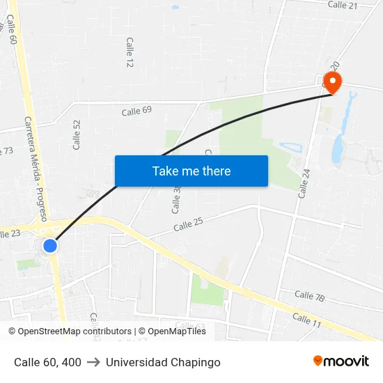 Calle 60, 400 to Universidad Chapingo map