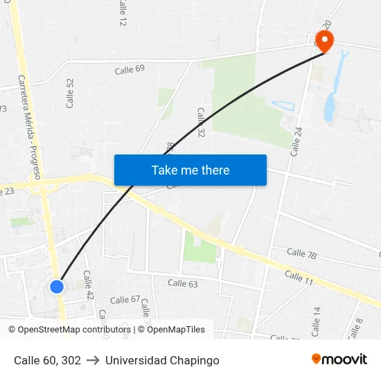 Calle 60, 302 to Universidad Chapingo map