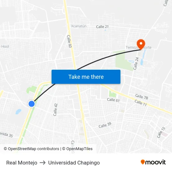 Real Montejo to Universidad Chapingo map