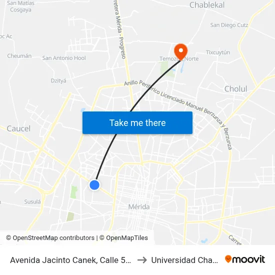 Avenida Jacinto Canek, Calle 59-A, 630 to Universidad Chapingo map