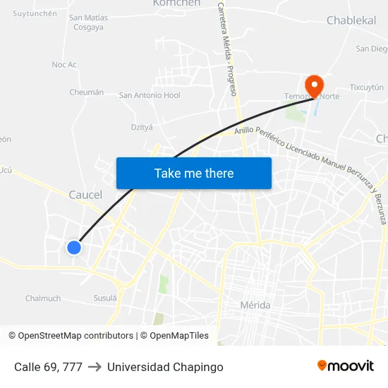 Calle 69, 777 to Universidad Chapingo map