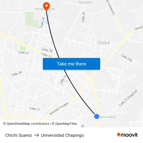Chichi Suarez to Universidad Chapingo map